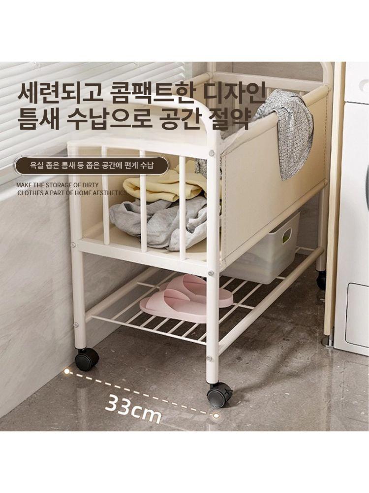 바퀴 빨래바구니 이동식 대용량 빨래 다용도 트롤리 틈새 바구니 수납함 올스텐 세탁 대형 - 상세 이미지 4