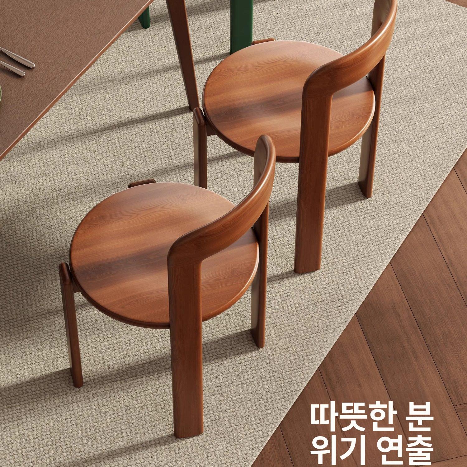 북유럽 식탁의자 편한 클래식 패브릭 가정용 엔틱 원목체어 다이닝체어 업소용의자 - 상세 이미지 2