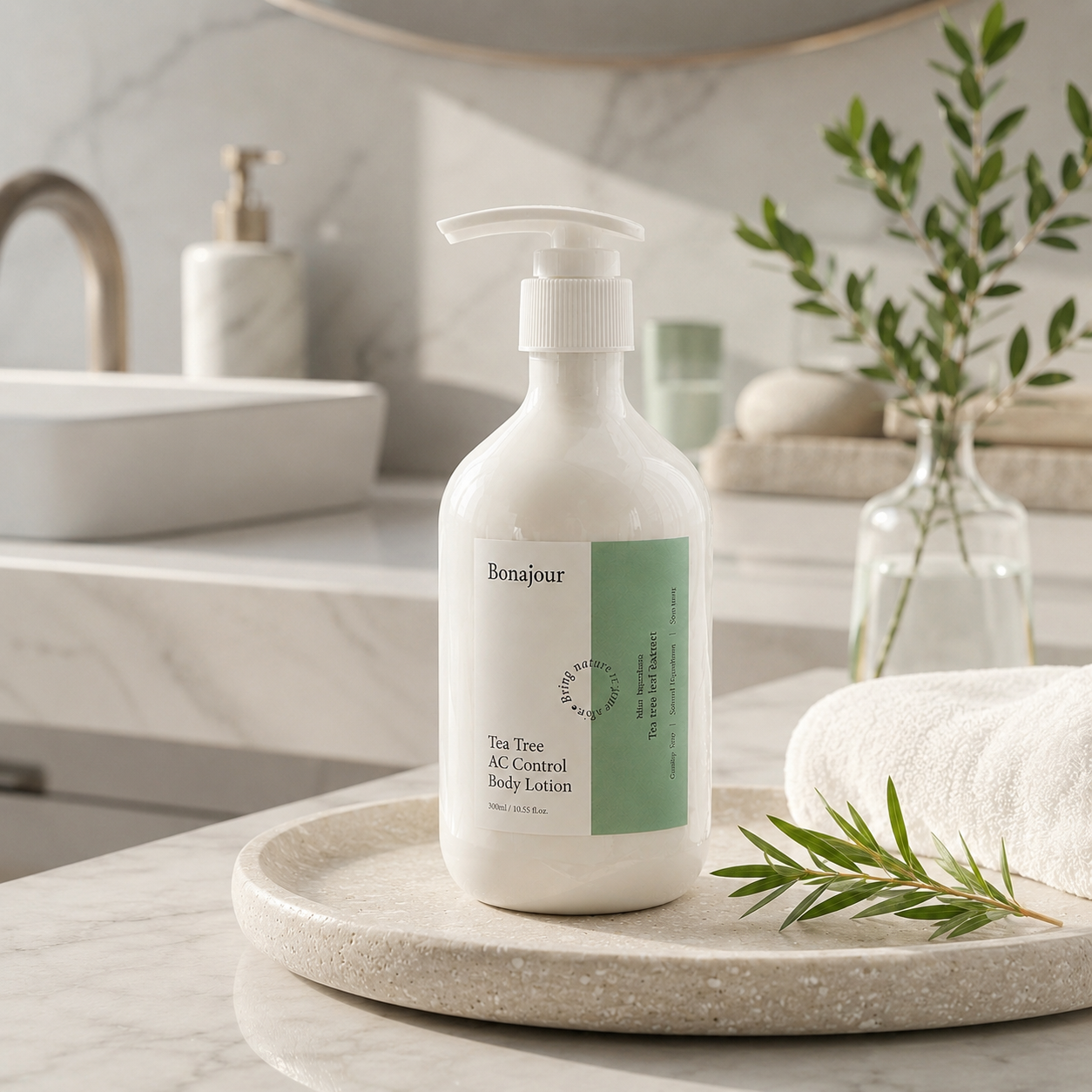 보나쥬르 비건 티트리 바디로션 / 지성피부 등드름 진정케어 300ml - 메인 이미지