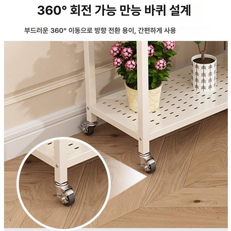화분 받침대 북유럽 트롤리 베란다 이동식 거실 사이드테이블 밀크티 - 상세 이미지 3