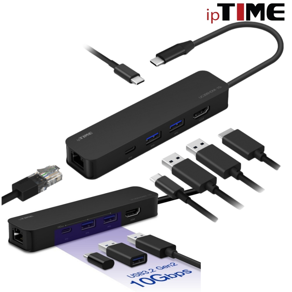 ipTime 멀티 허브 UC306HDMI2-1G 6포트 기가비트 USB 3.2 Type C - 상품 이미지
