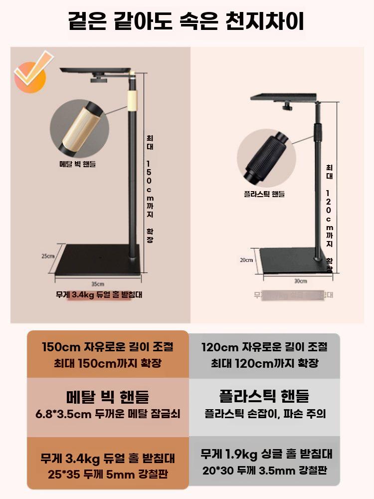 프로젝터 스탠드 거치대 바닥형 무타공 벽걸이 받침대 92-126cm 리프트 - 상세 이미지 3