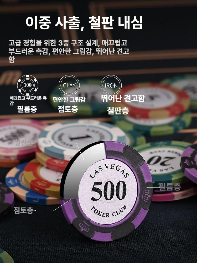 포커칩 게임칩 배팅판 보드게임 세트 카지노 블랙잭 파티용 코인 토큰 게이밍 - 상세 이미지 4