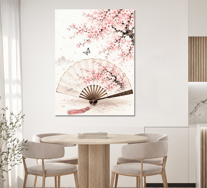 벚꽃 나비 부채 꽃 그림 거실 카페 인테리어 개업선물 액자 중형 - 상세 이미지 3