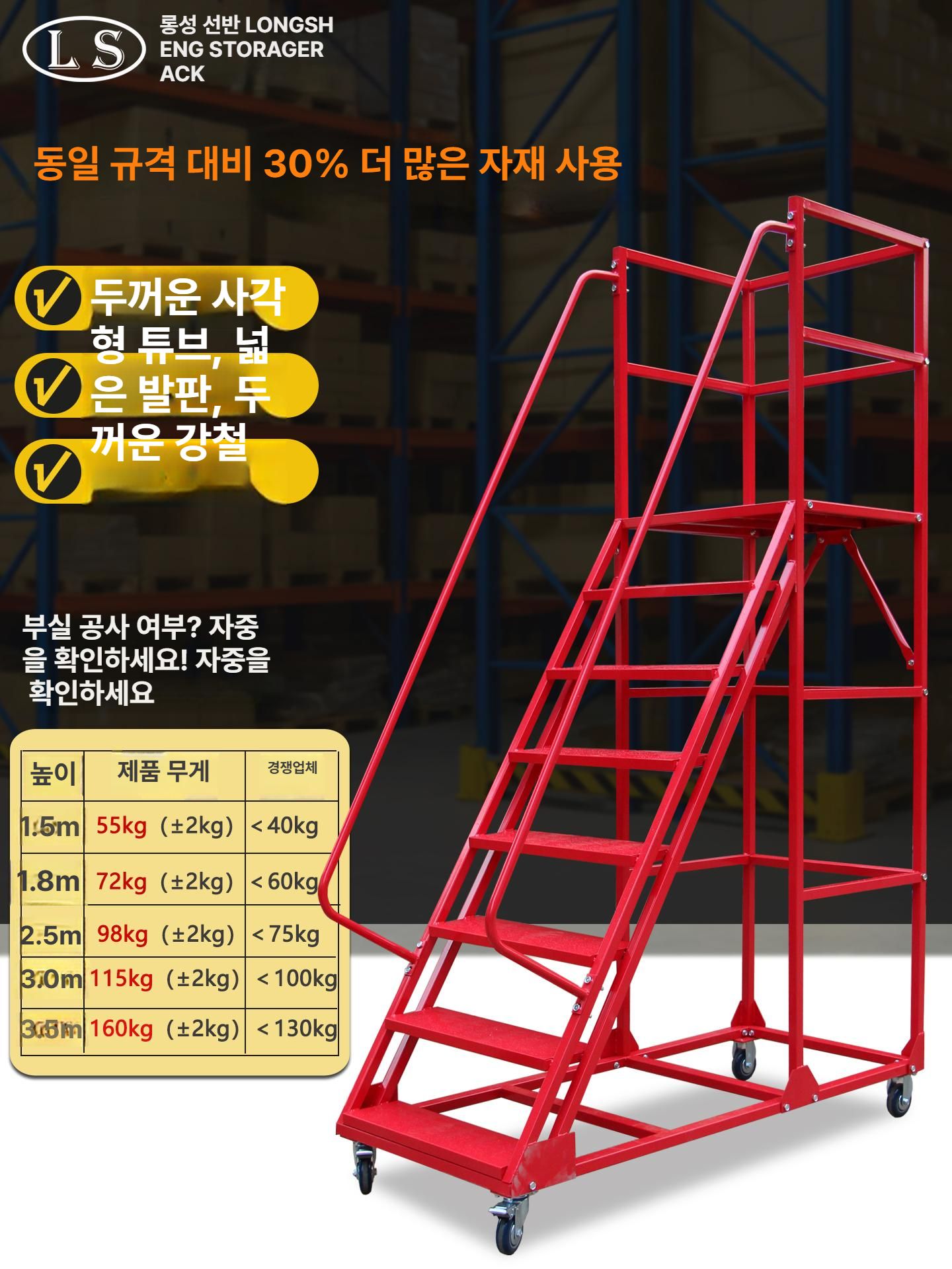 이동식 사다리 작업 발판 접이식 계단 산업용 안전 창고 대형 플랫폼 - 상세 이미지 3