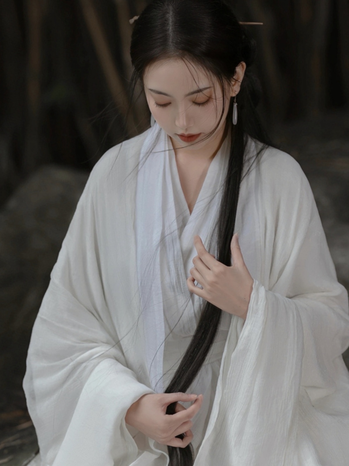 처녀귀신 소복 의상 세트 성인 할로윈 파티 분장 복장 코스튬 귀신옷 - 상세 이미지 4