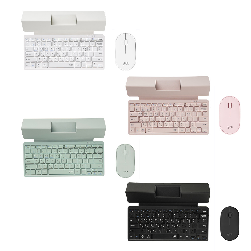 지클릭커 거치식 WMK320 이지스위치 무선 블루투스 휴대용 태블릿 키보드 무소음 마우스 세트 화이트 - 상세 이미지 2