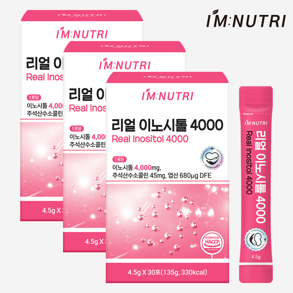 아임뉴트리 리얼 이노시톨 미오 콜린 유산균 유래 천연 엽산 135g, 3개 - 상품 이미지