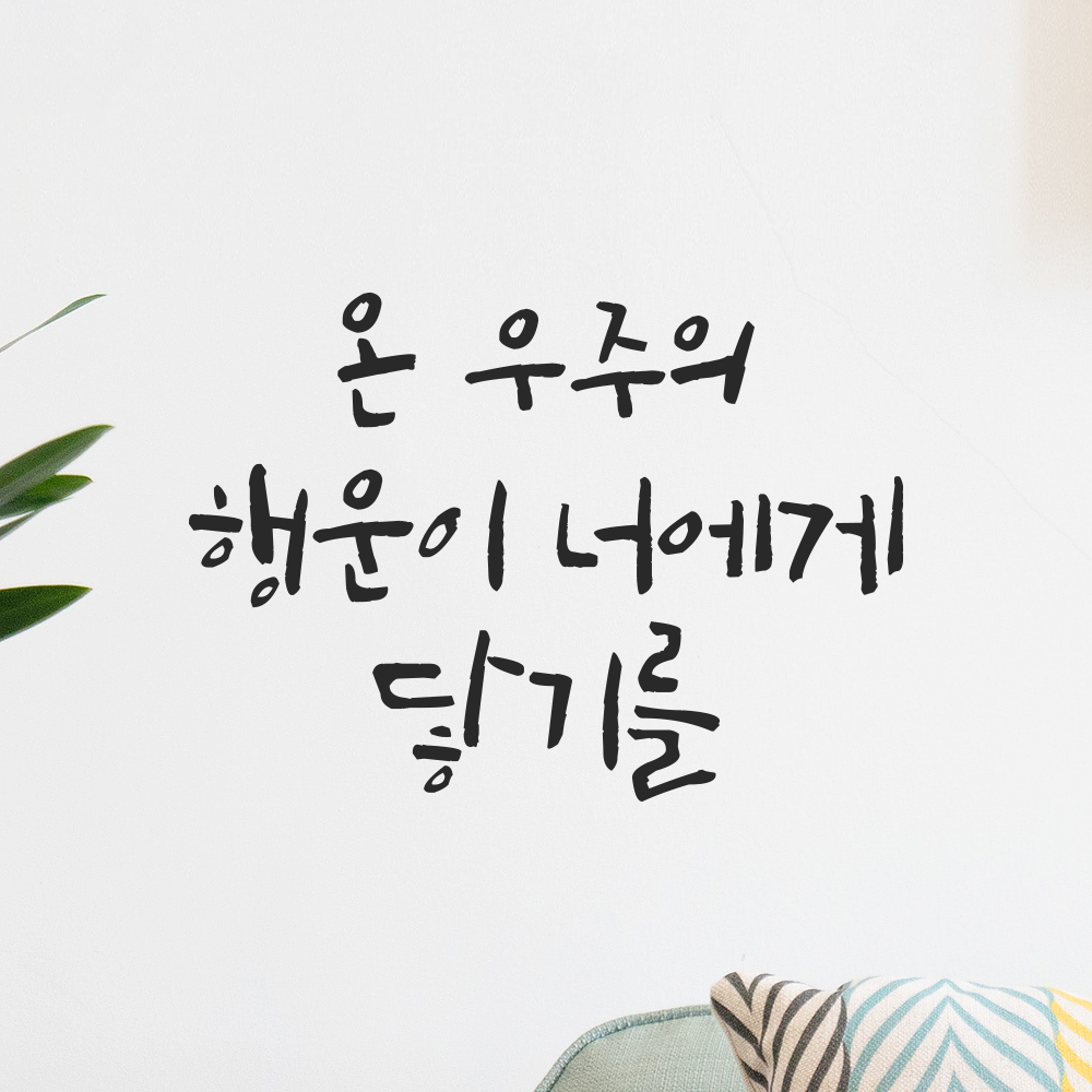 캘리그라피 레터링 스티커 아이방 온 우주의 행운이 너에게 닿기를 검정S 16.5x12cm - 상품 이미지