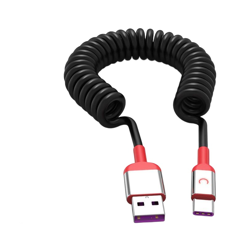 초고속충전 릴케이블 길이조절 USB 일자형 직각형 스프링선 꺾인형 곡선형 충전케이블 - 상품 이미지