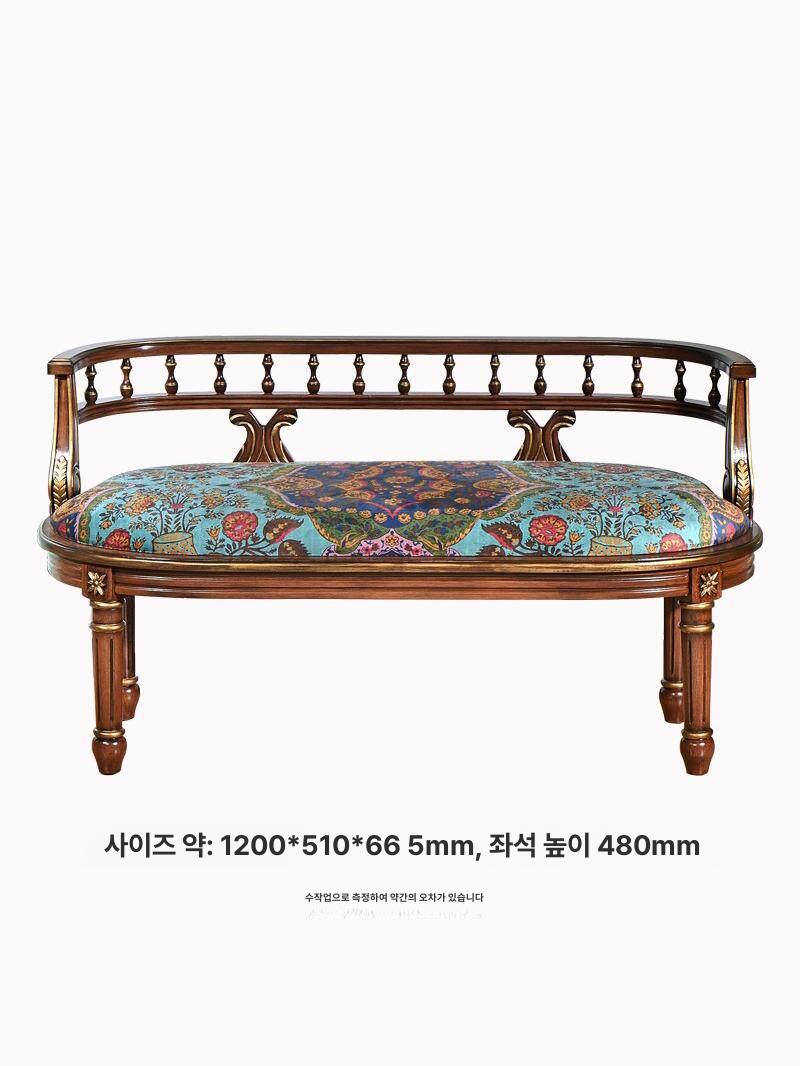 엔틱 쇼파 벤치 카페 현관 장의자 의자 소파 디자인 나무 북유럽 스툴 엔틱쇼파 긴의자 - 상세 이미지 5
