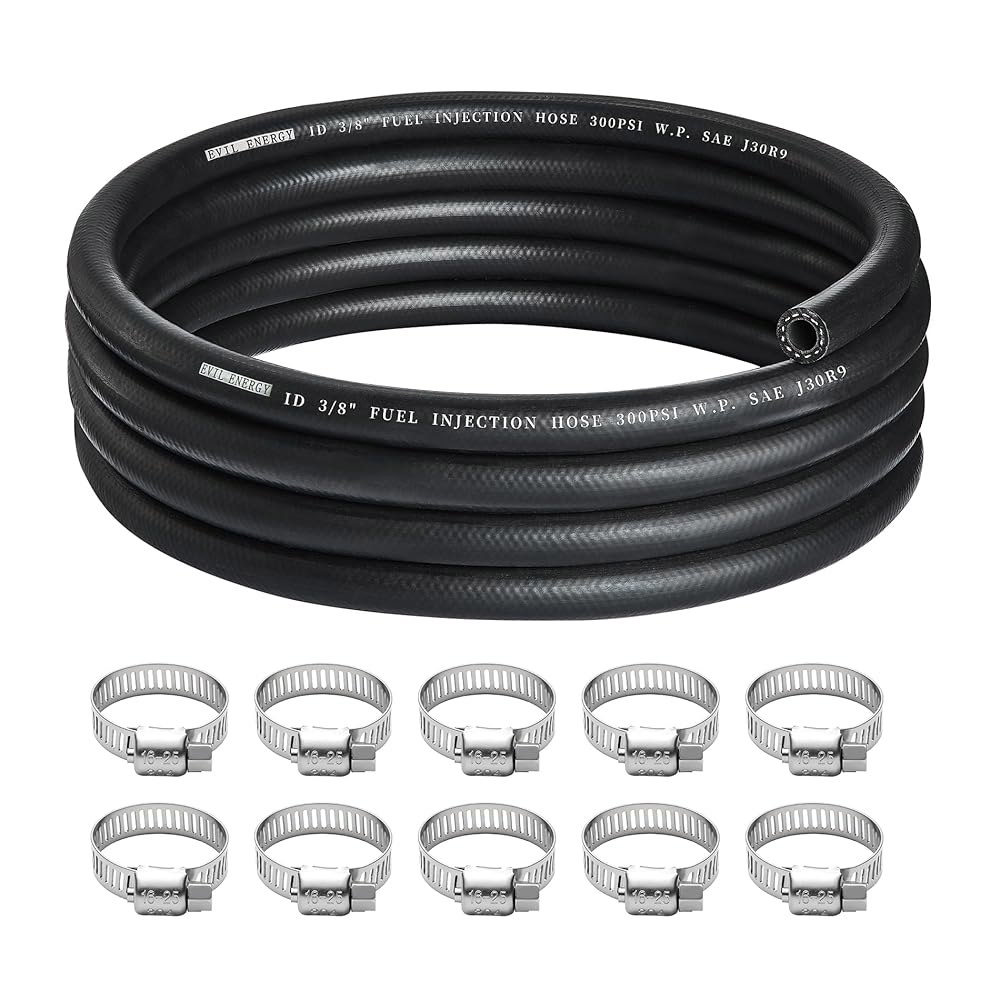 이블 에너지 3/8인치 연료 라인 호스 10피트 분사 변속기 고무 10PCS 클램프 SAE 30R9 300PSI 5/16 -5Ft - 상품 이미지