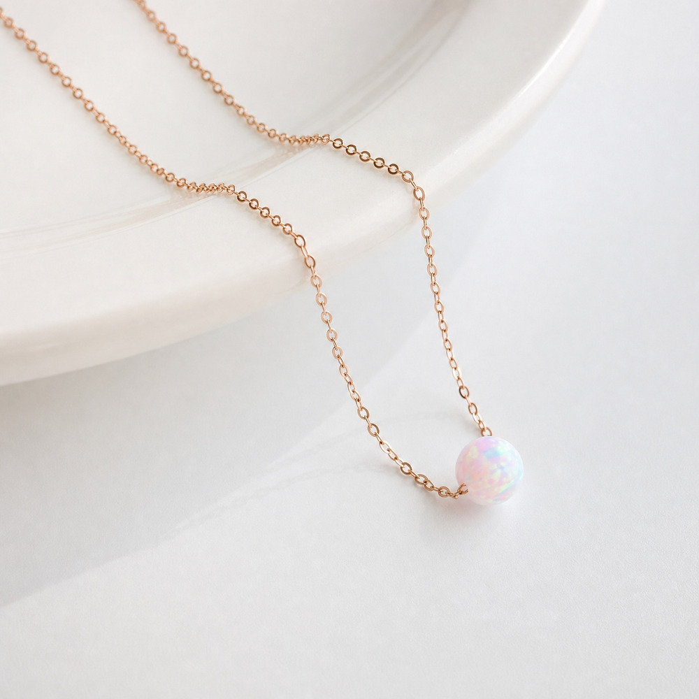 14k 6mm 합성오팔 목걸이 OPPN0204 - 상품 이미지