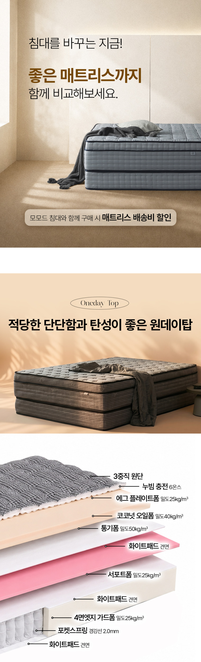 모모드 마론 패브릭 LED 조명 원목 침대 프레임 Q.K(퀸.킹겸용), 월넛브라운 판매처 상세 정보 이미지 2