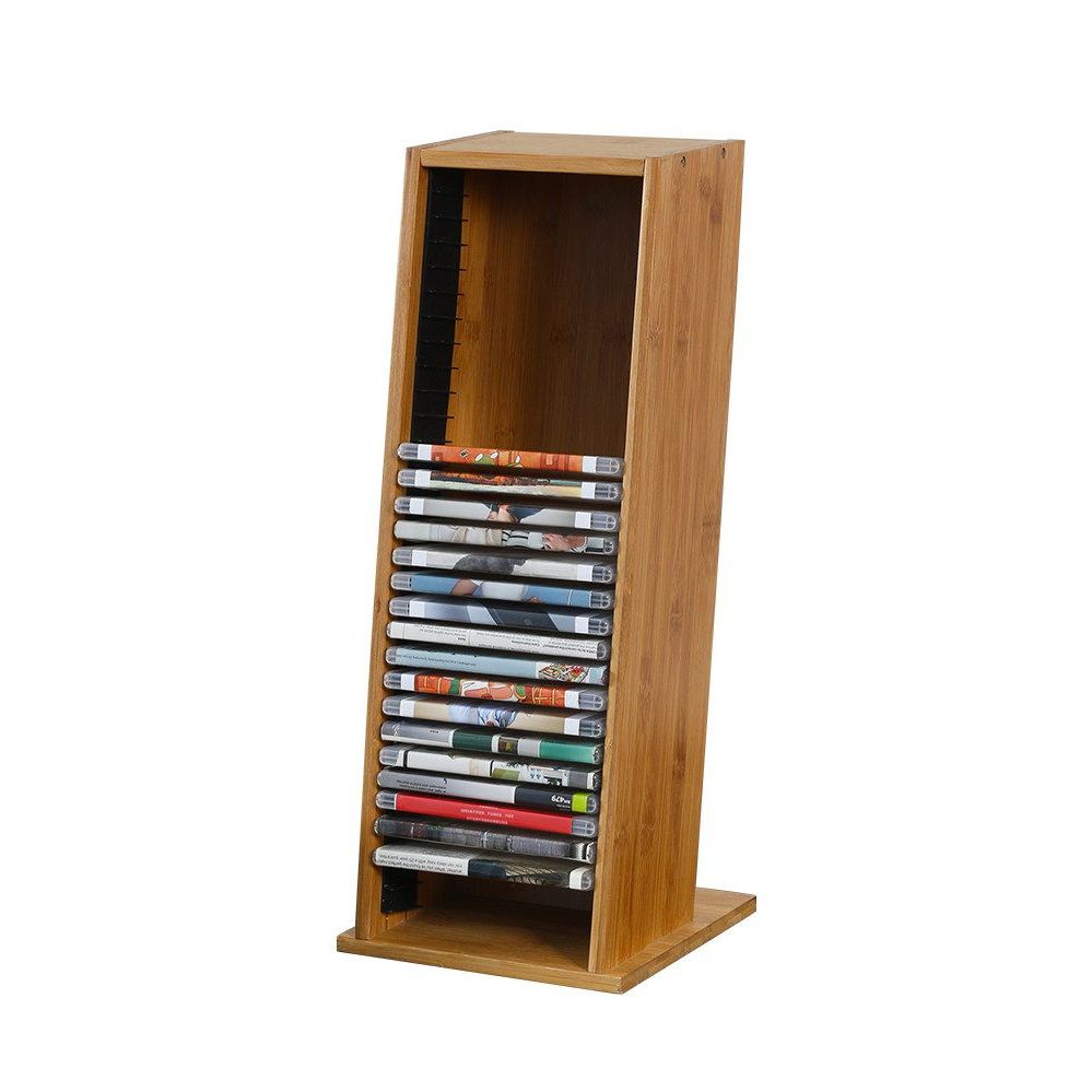 CD DVD 수납장 게임 정리함 PS4 보관 랙 대용량 수직 대나무 CD 랙 - 상품 이미지