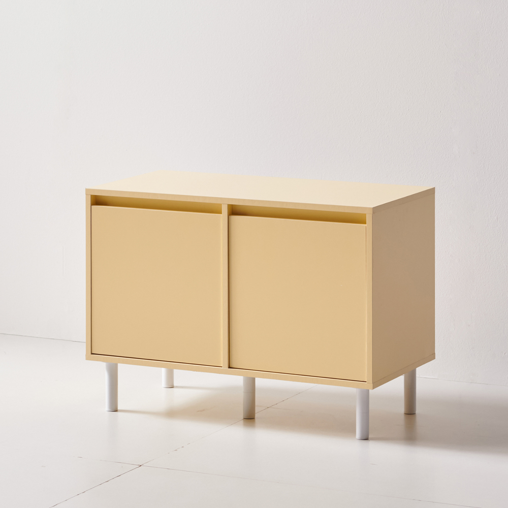 가구의서 버터화이트 양문 수납장 785x400x560mm, 2단, 버터 - 상품 이미지