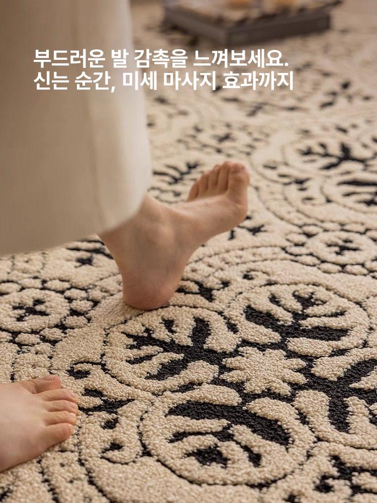 거실 카펫 엔틱 러그 방수 방오 먼지방지 사계절 단모 식탁 대형 거실용 - 상세 이미지 5