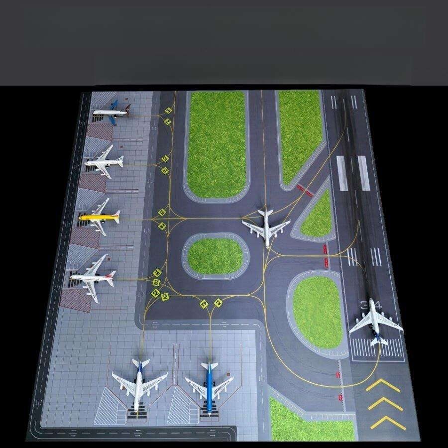 항공기활주로 미니공항 시뮬레이션모형 비행기 이륙 미니어처 착륙 모델 비행장 패드 - 상품 이미지