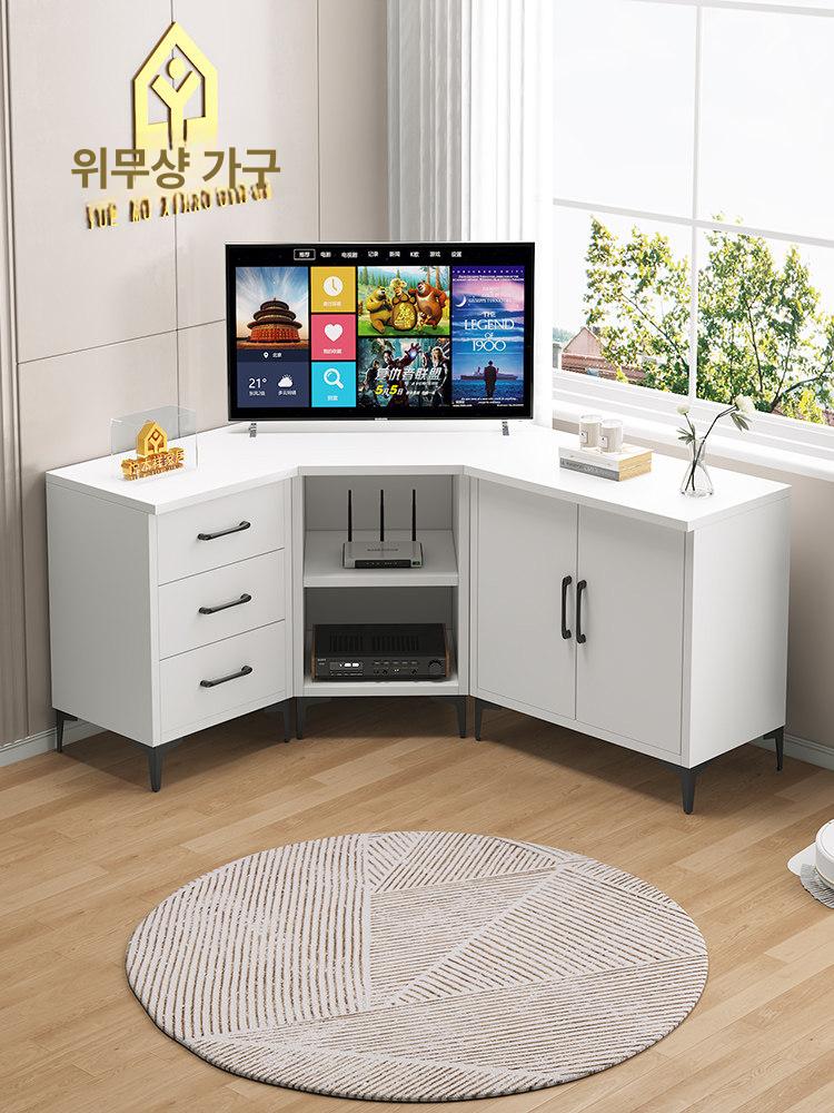 삼각 코너 수납장 화이트 침실 거실 선반 캐비닛 모서리 수납 정리 장식장 - 상세 이미지 2