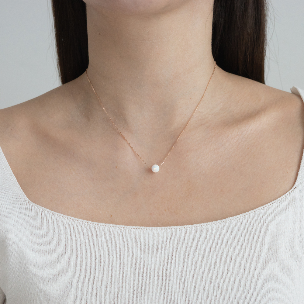 14k 6mm 합성오팔 목걸이 OPPN0204 - 상세 이미지 4
