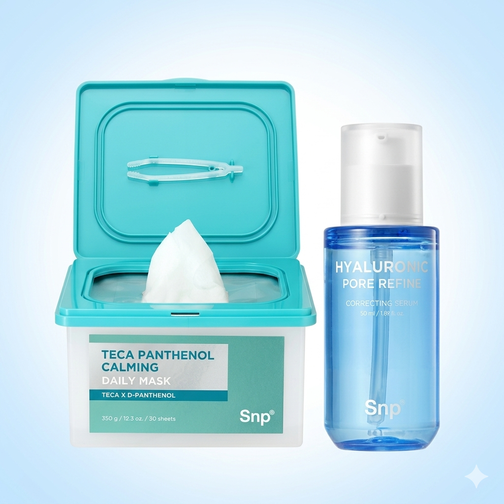 SNP 테카 디판테놀 뽑아쓰는 진정 데일리 마스크팩 30매, 1개 + 수분세럼 50ml - 상품 이미지