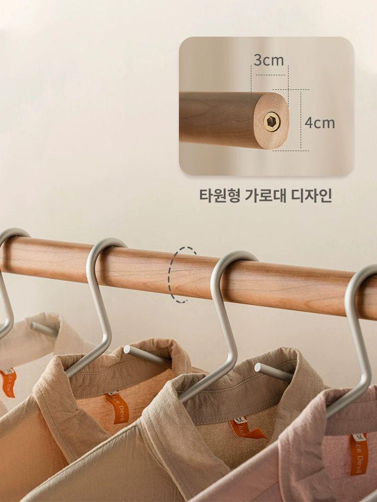 옷가게 행거 원목 심플 인테리어 스탠드옷걸이 침실 선반 북유럽 수납 고정식 - 상세 이미지 3