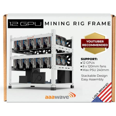 AAAwave [해외]AAAwave 12GPU 채굴 장비 - 더 슬루이스 V2 강철 오픈 프레임 케이스 섀시 White