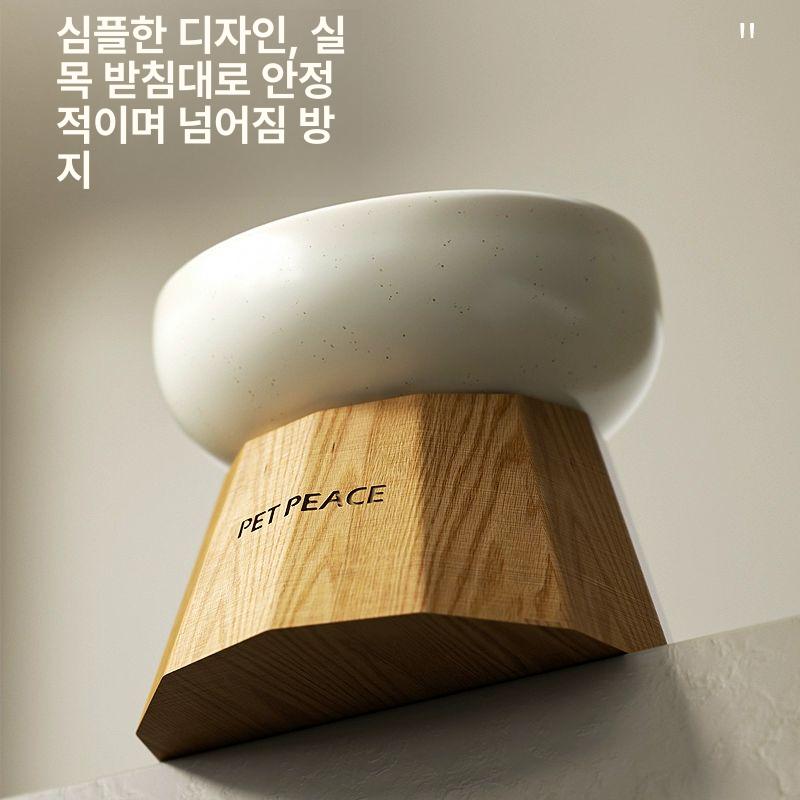 애견 밥그릇 물그릇 식기 세트 강아지 고양이 원목 대형견 급체방지 스텐식수 - 상세 이미지 3