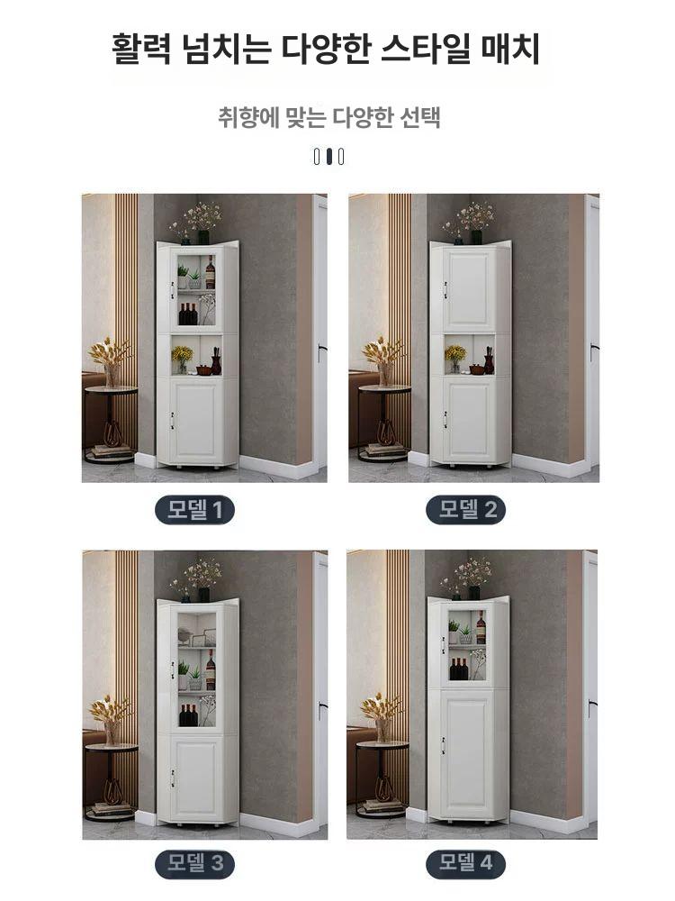 코너 삼각 수납장 틈새 활용 거실 원목 서랍 다기능 수납 정리장 - 상세 이미지 4
