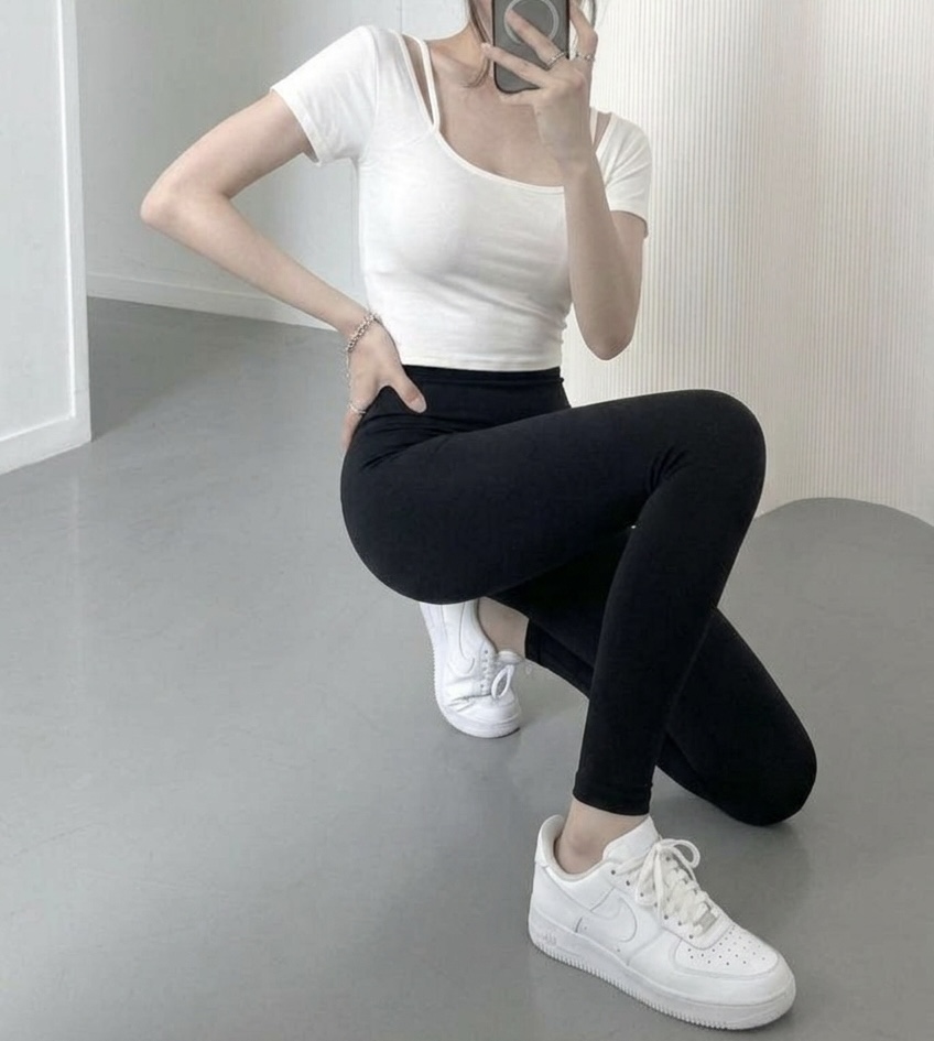 바루 필라테스복 요가복 필라테스 상의 운동복 요가 반팔 크롭 캡내장 요가브라탑 이미지 6