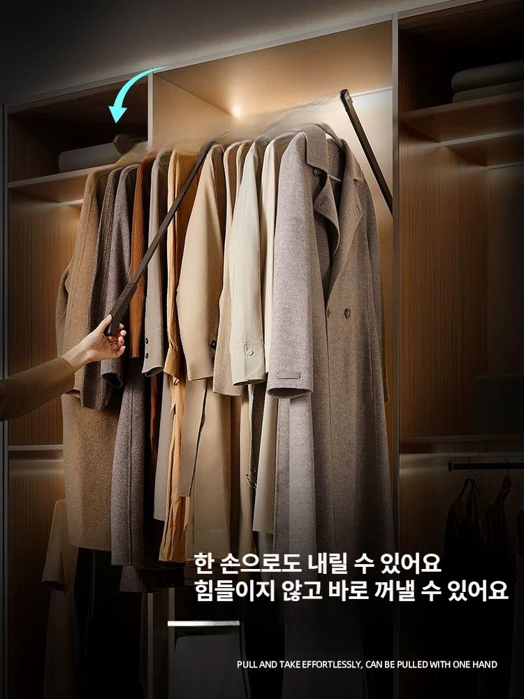 승강식 옷걸이 전동 풀다운 경량모델 리프팅 행거 외투 수납 옷장 시스템 봉 - 상세 이미지 5