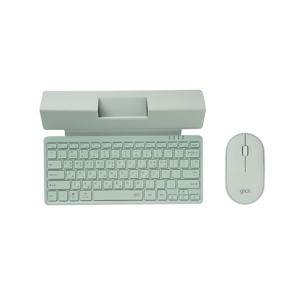 지클릭커 거치식 WMK320 이지스위치 무선 블루투스 휴대용 태블릿 키보드 무소음 마우스 세트 그린 - 상품 이미지