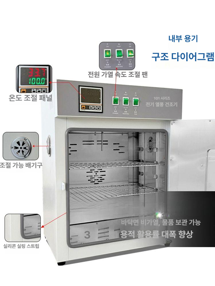 연구실 산업용 열풍건조기 항온기 전기 챔버 고온 발아기 열풍기 미생물 드라이어 - 상세 이미지 4