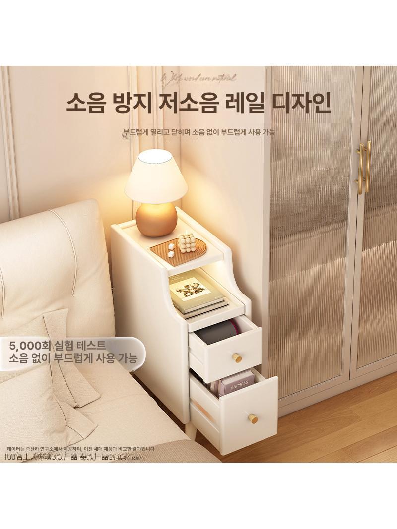 좁은공간 슬림 틈새수납장 거실 주방 침실 선반 목재 수납 가구 - 상세 이미지 4