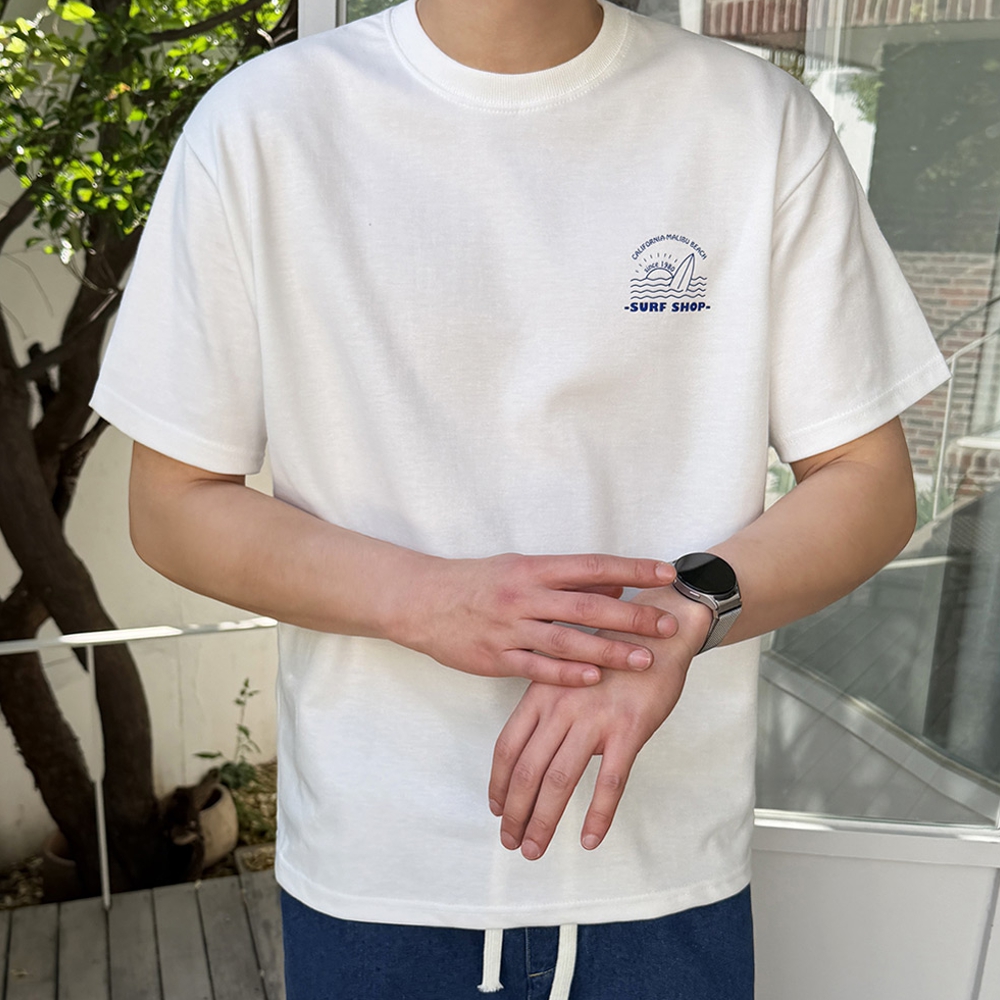 남자 펜일 루즈 오버핏 여름 나염 프린팅 반팔티 이미지 8