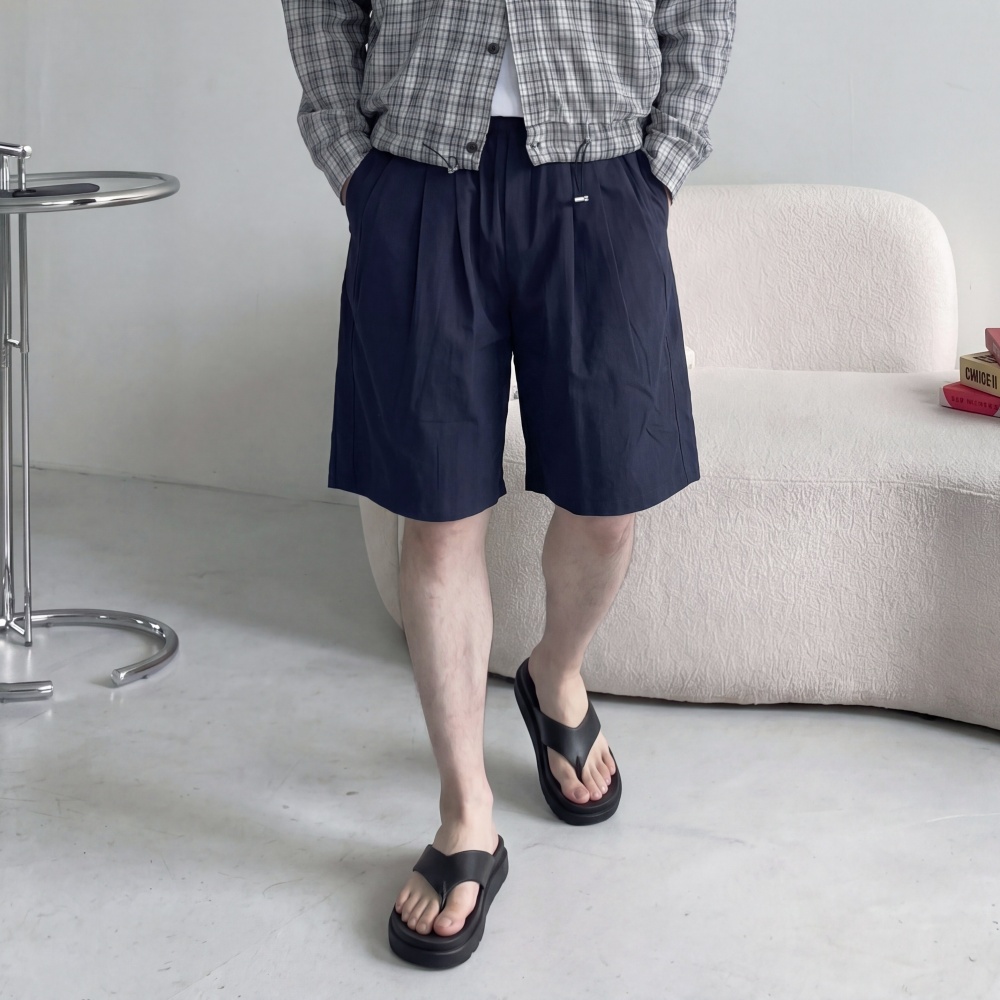 치노 린넨 남자면반바지 밴딩 5부 6부 여름 투턱 버뮤다 이미지 6