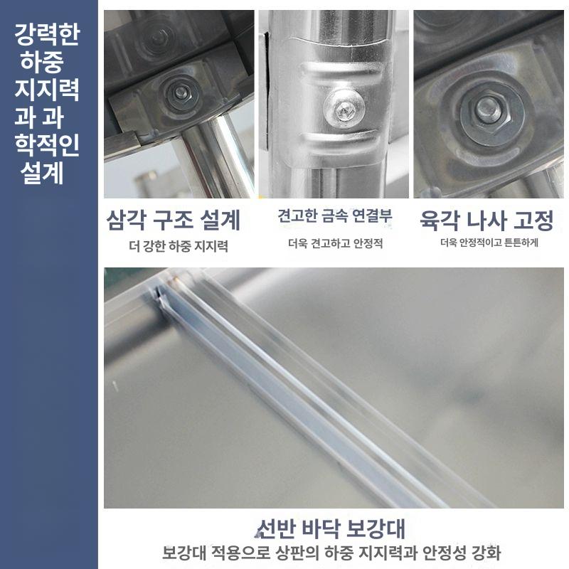 주방 작업대 타공판 수납 선반 업소용 포장 정리 스테인리스 슬라이딩 선반대 - 상세 이미지 5