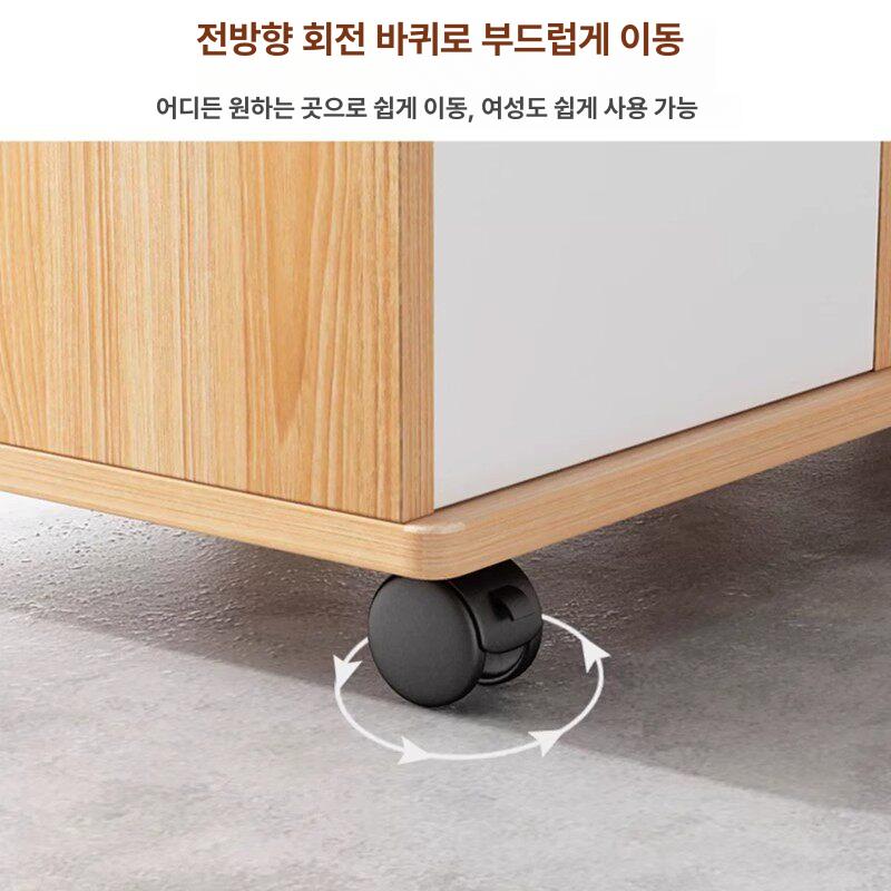 사무용 라이트월넛 서랍장 이동서랍 수납장 정리함 바퀴달린 서류보관함 수납함 - 상세 이미지 4