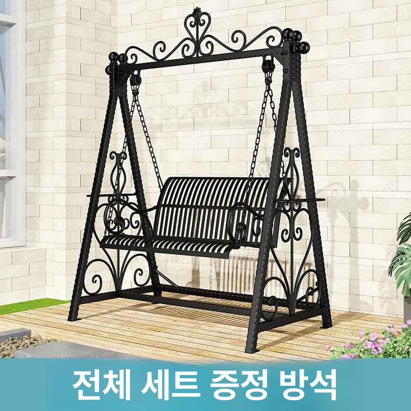 야외 흔들의자 정원 카페 빈티지 휴식 펜션 스타일 목재 흔들의자 발코니 정원용 - 상세 이미지 2