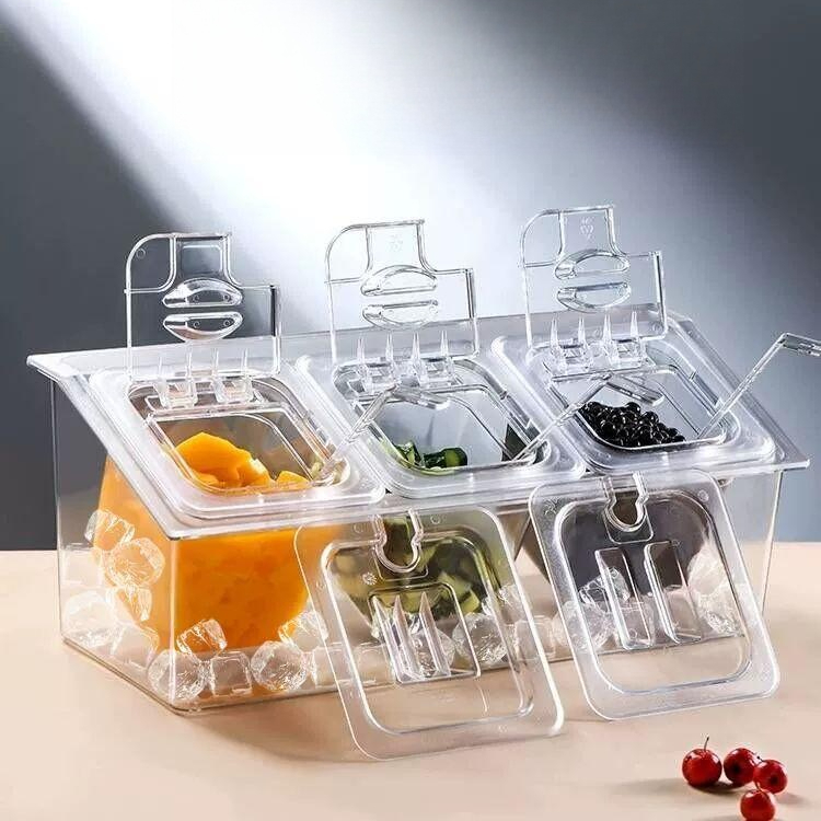 3칸 보관용기 사각 반찬용기 업소용 반찬통 식당 수납 정리 분류 보관통 냉장 - 상품 이미지