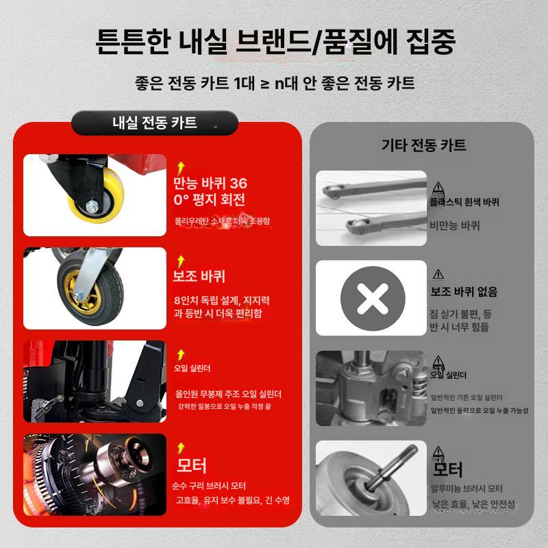 지게차 수동 전동 배터리 운반차 파레트 보행식 소형 미니 유압 운반 화물 - 상세 이미지 3