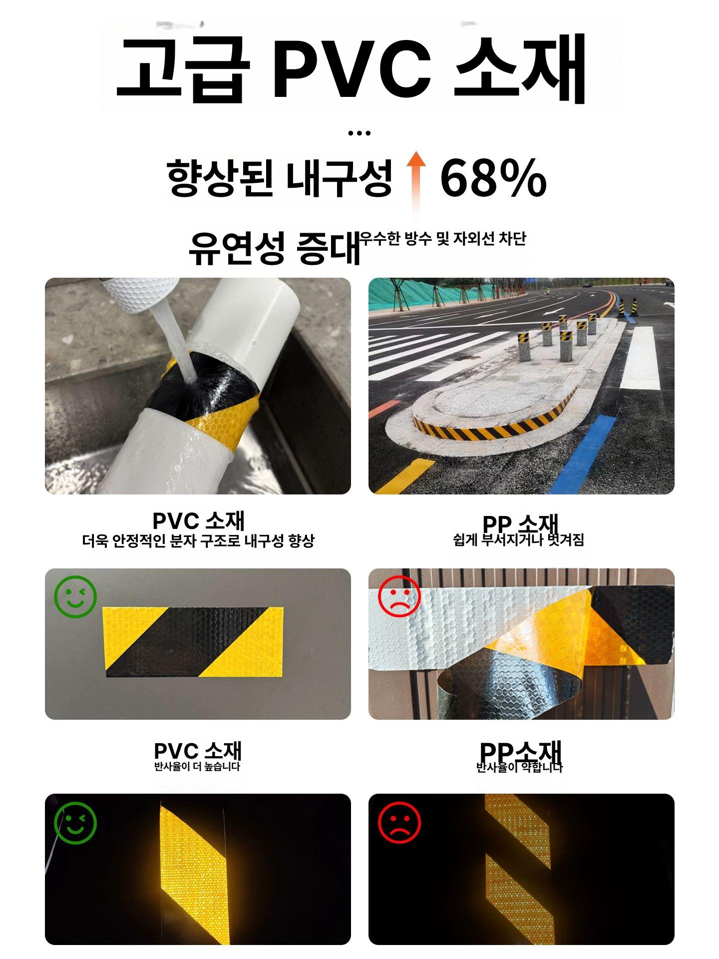 차량용 안전반사테이프 반사스티커 고휘도 야간 구역 경고 교통 청색 - 상세 이미지 3