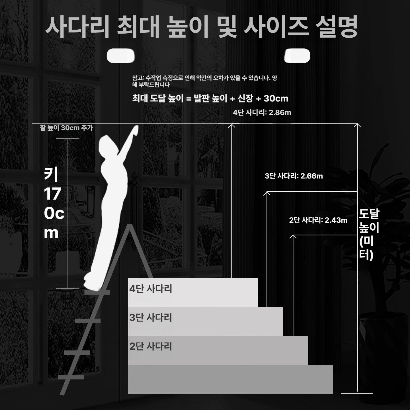 경량 접이식사다리 짝다리 산업용 다용도 스텝 창고 안전작업용사다리 일자 다기능 - 상세 이미지 3