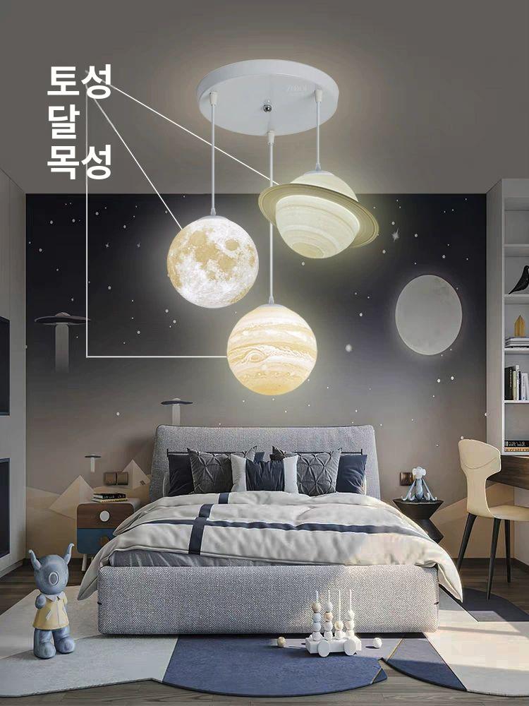 우주 행성전등 목성 토성 보름달 무드 천장등 조명 감성 장식 방등 아이방 조광 - 상세 이미지 3