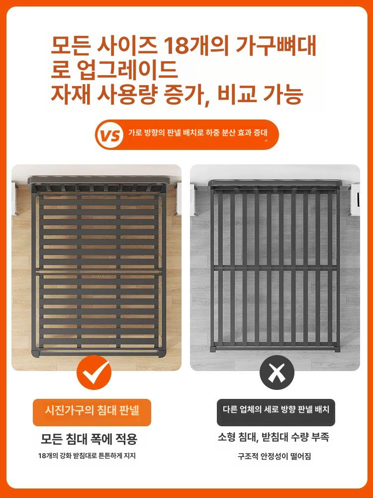 기숙사 침대 조립식 저상 평상형 튼튼한 매트리스 깔판 침대틀 숙면용 - 상세 이미지 3