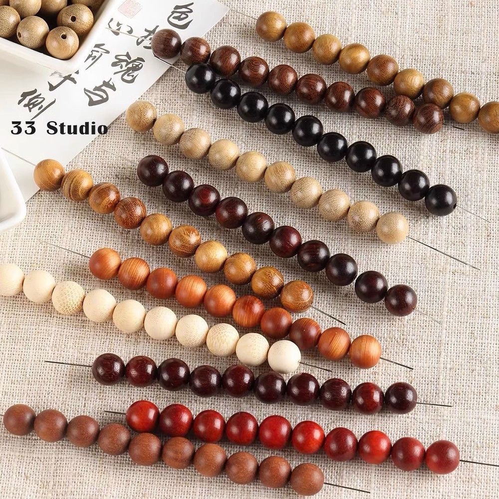 나무 염주 팔찌 만들기 108 합장주 단주 묵주 알 재료 DIY 부자재 비즈 행운 부적 - 상세 이미지 3