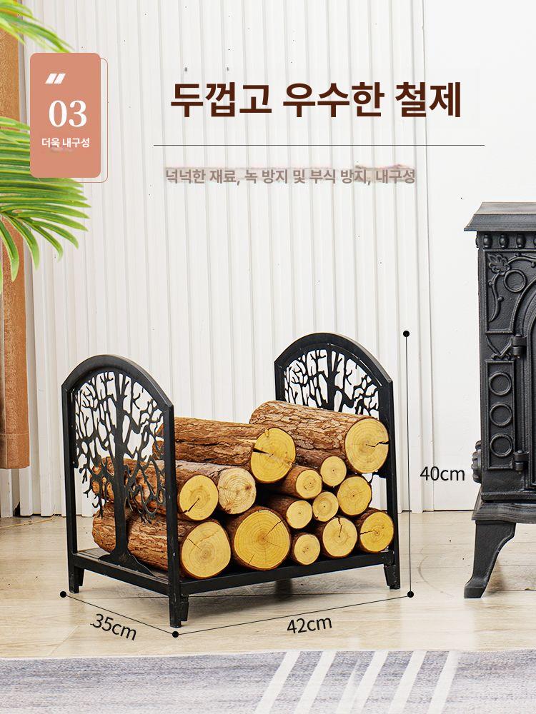 장작거치대 철제 난로용 벽걸이 보관함 캠핑 수납선반 화목난로 땔나무 받침대 - 상세 이미지 4