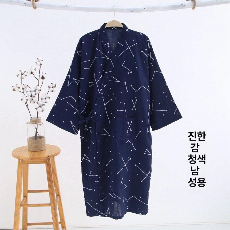 남성 유카타 기모노 로브 순면 가디건 잠옷 홈웨어 실내복 여름옷 - 상세 이미지 2