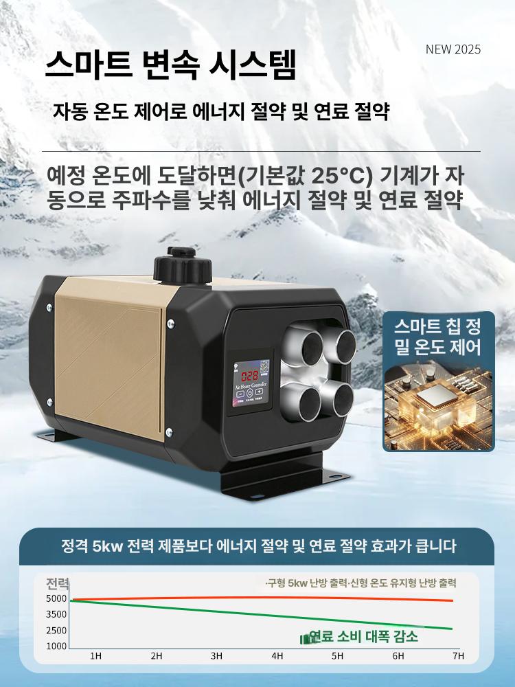 차박 히터 무시동 저소음 캠핑용 이동식 난방기 겨울 야외 차량용 난로 - 상세 이미지 3
