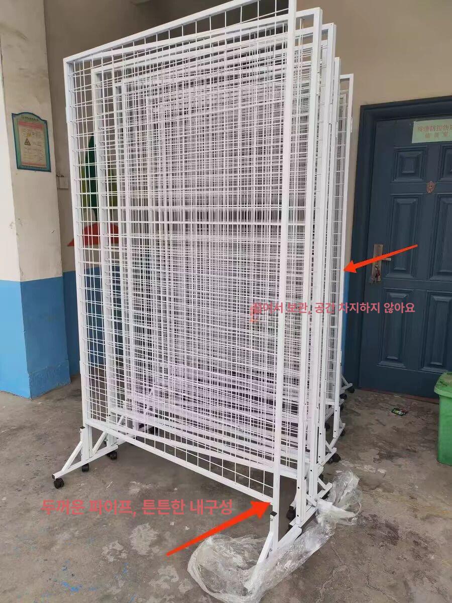 격자 철제 메쉬 전시 네트망 이동식 스탠딩 진열대 상품 전시 걸이 선반 - 상세 이미지 4